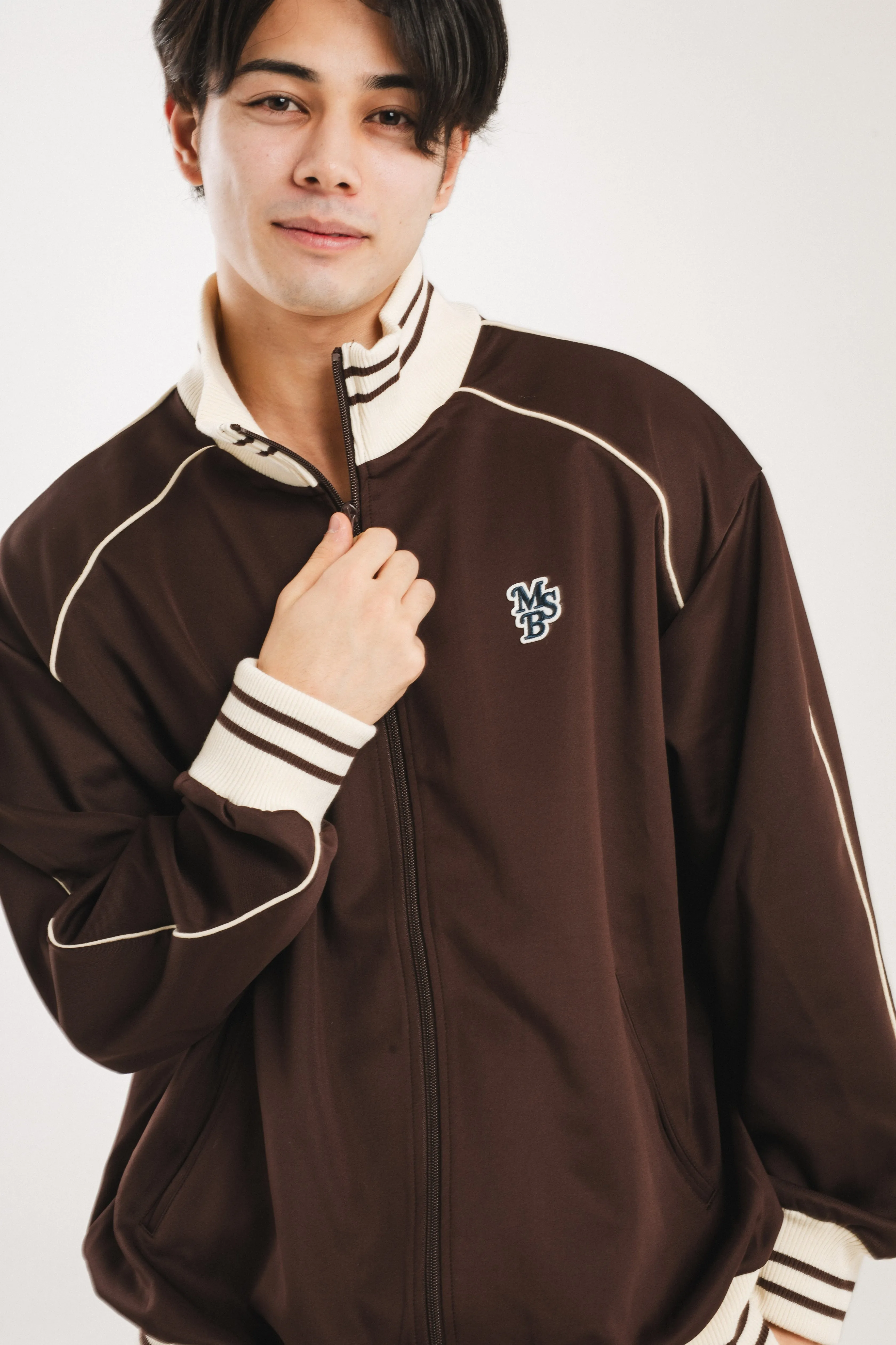 logo patch line track jacket