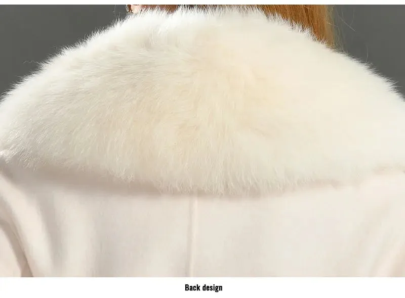 Luxury Cashmere Wool Coat with Genuine Fox Fur Trim