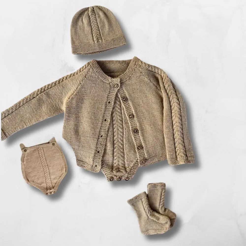 Luxury Crepe Baby Set Knitting pattern (CRU2221)