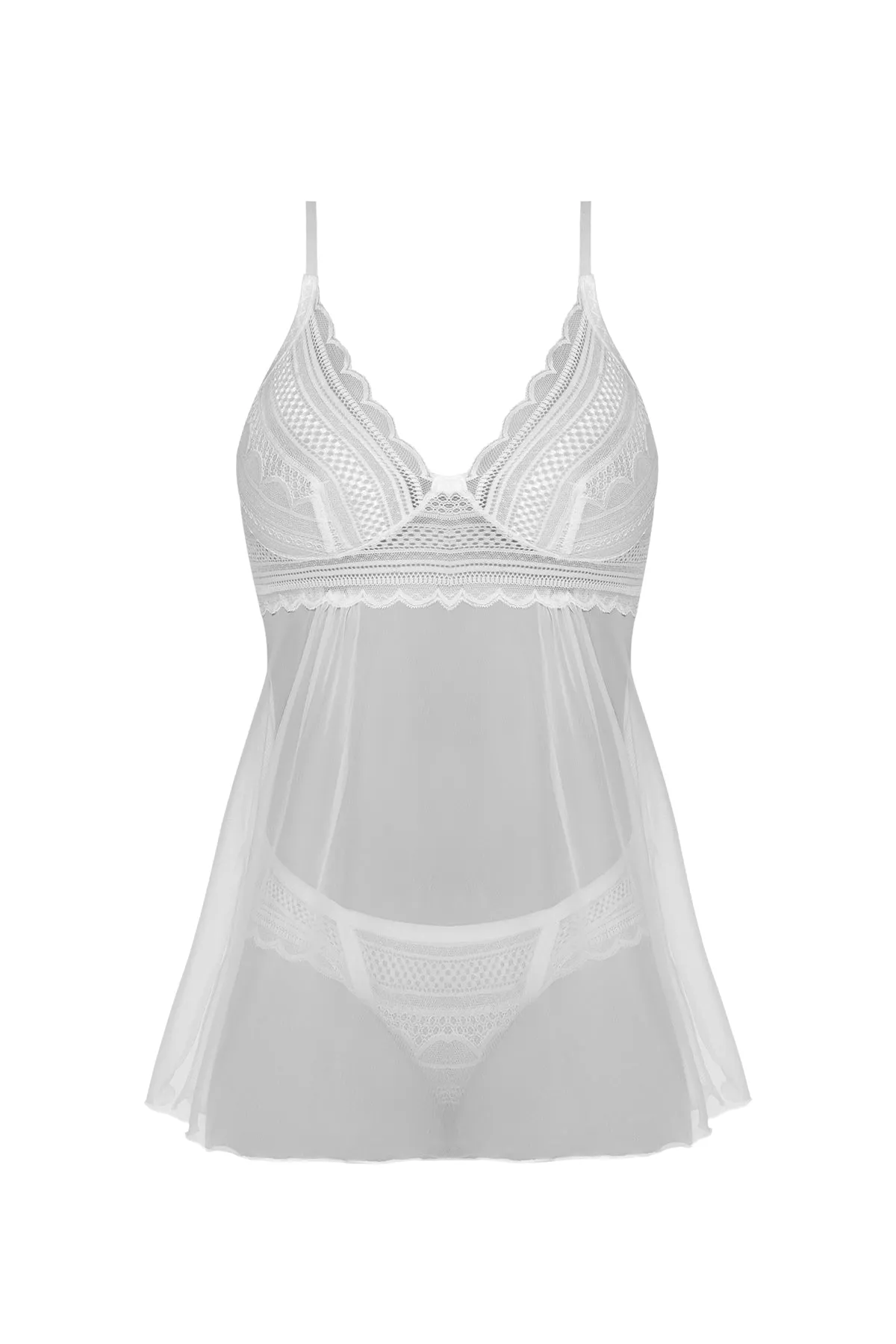 Magic Silk Modern Romance Babydoll & Thong White