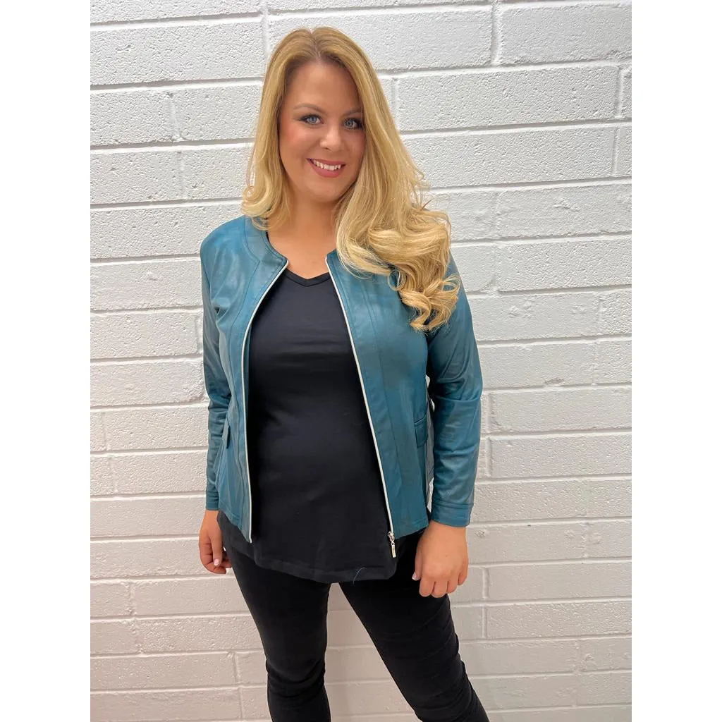 Magna Leather Look Jacket in Teal