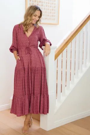 Makena Long Sleeve Maxi - Rose Cocoa