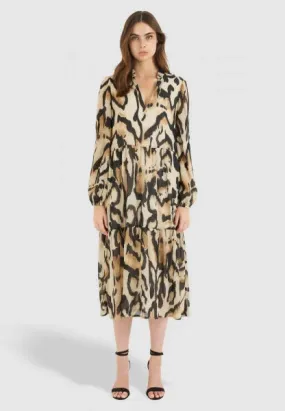 Marc Aurel Midi Leopard Print Dress