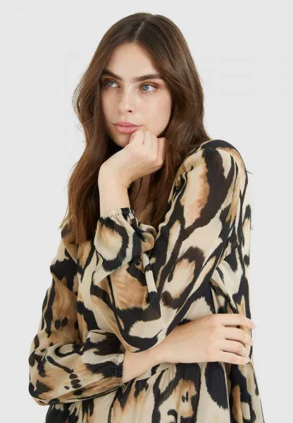 Marc Aurel Midi Leopard Print Dress