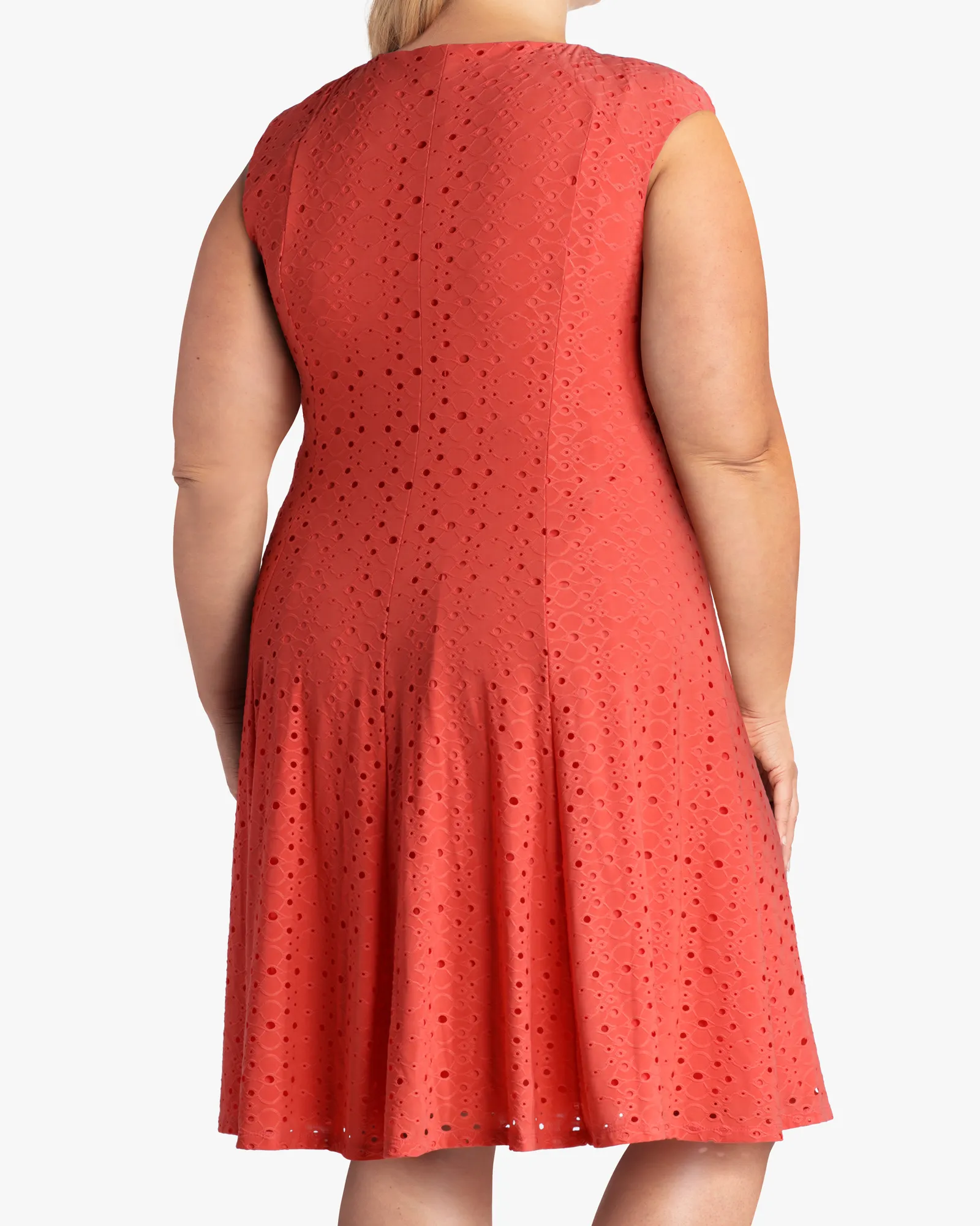 Maria Eyelet A-Line Dress | Coral