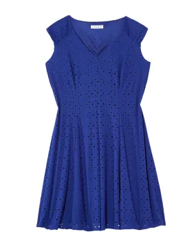 Maria Eyelet A-Line Dress | Royal Blue