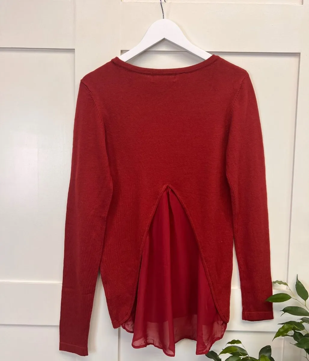 Maroon Chiffon V Back Jumper