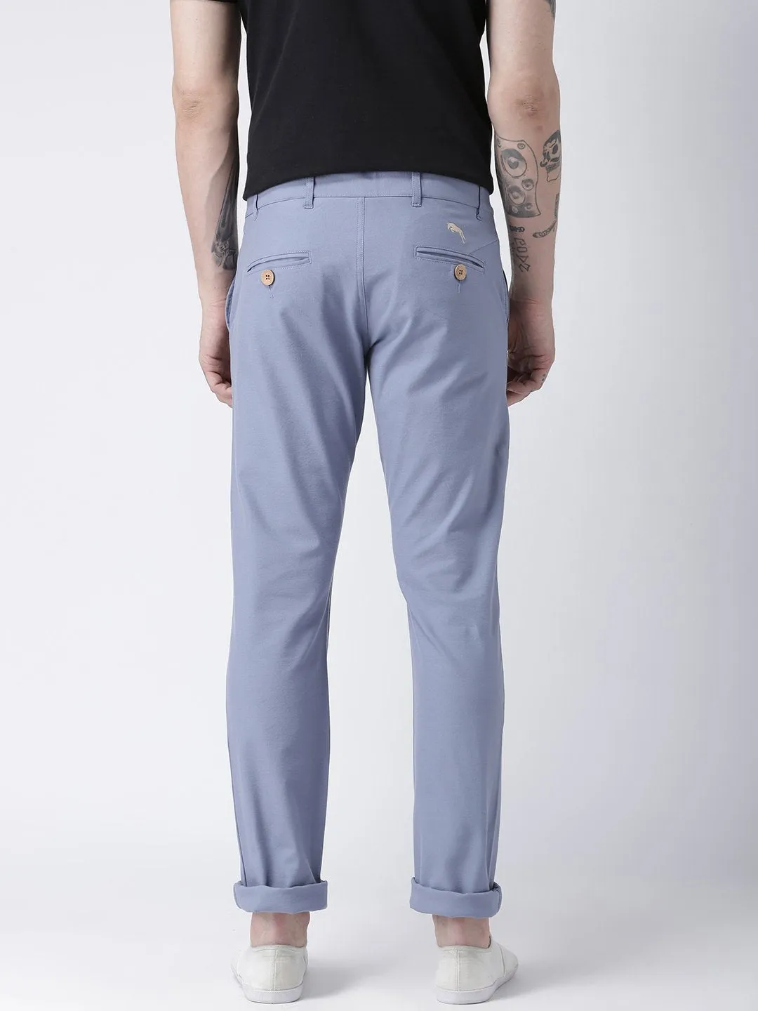 Men Blue Slim Fit Solid Chinos