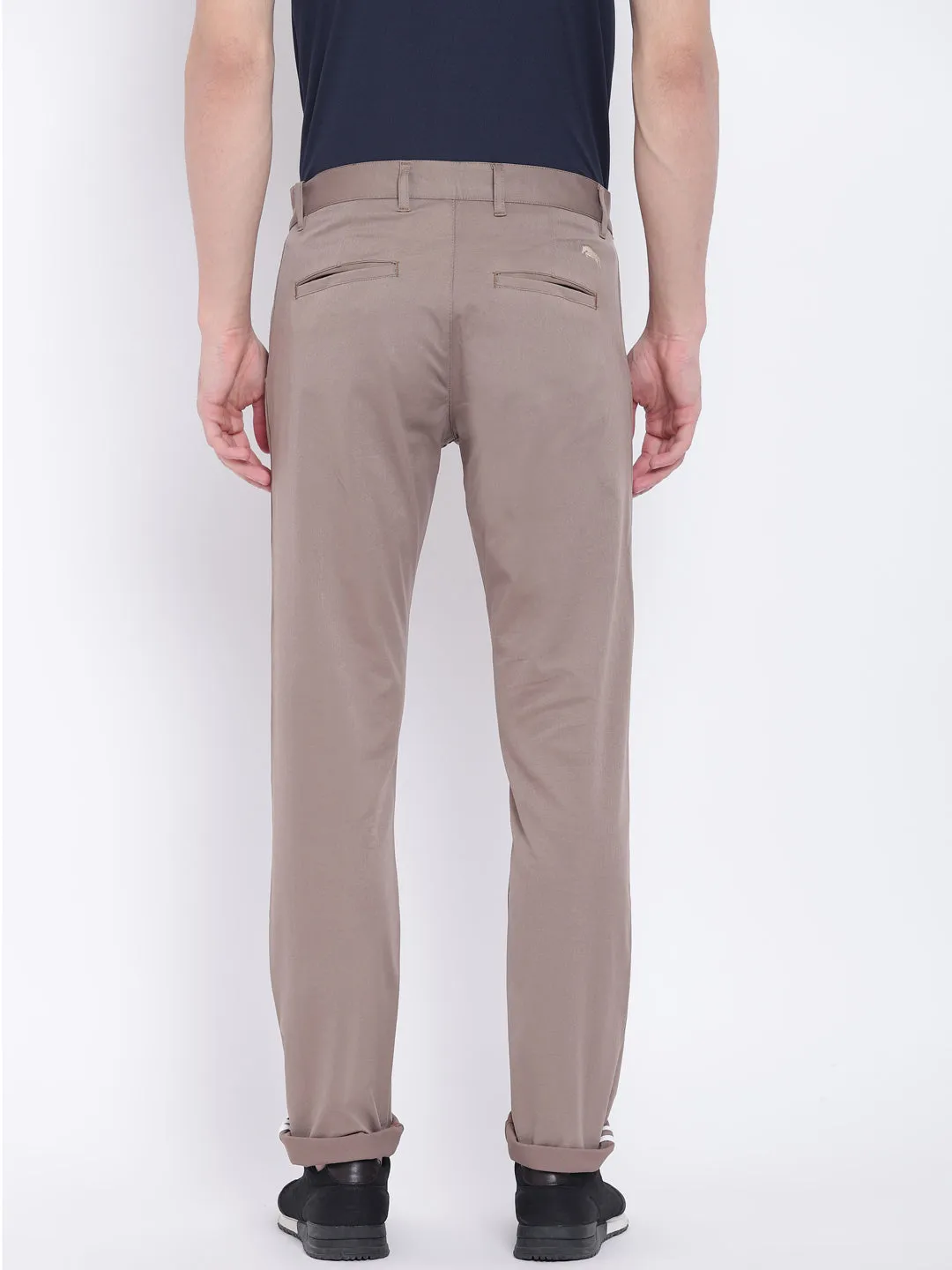 Men Casual Solid Grey Chinos