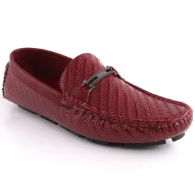 Men “FLOI” Textured Metal Buckle Moccasin Shoes