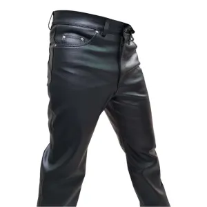 Mens Black Leather Jeans