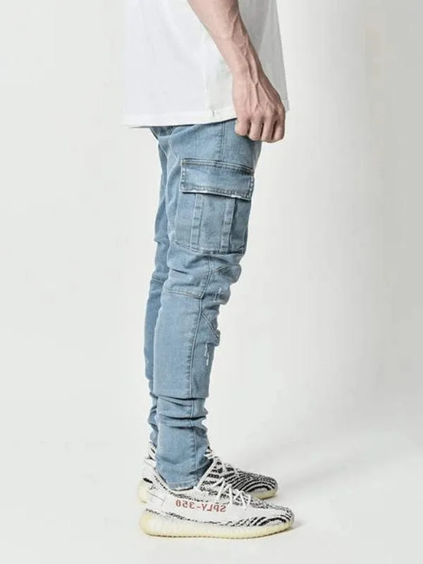 Men's Cargo-Style Skinny Fit Denim Jeans