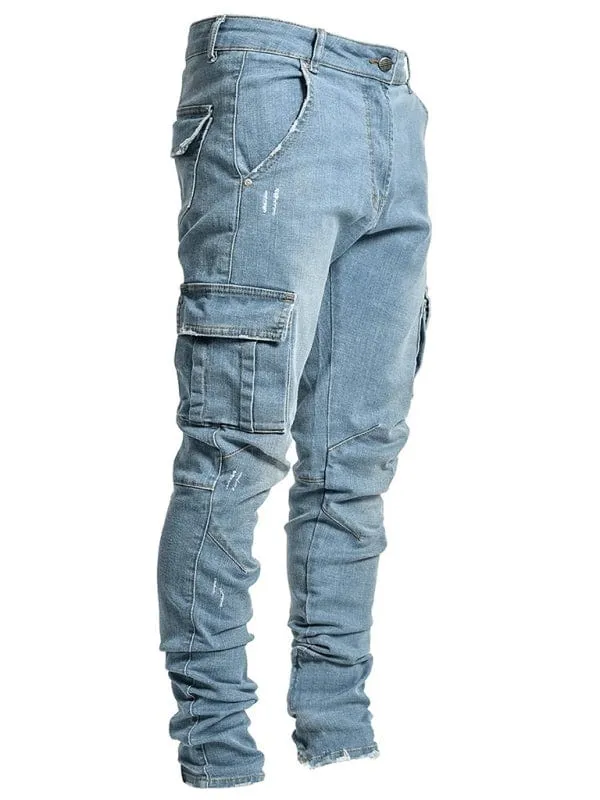 Men's Cargo-Style Skinny Fit Denim Jeans