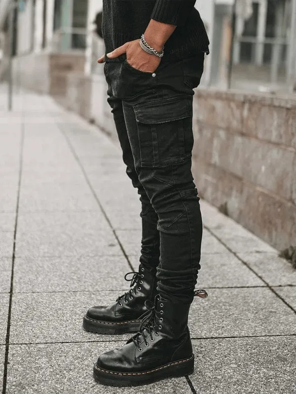 Men's Cargo-Style Skinny Fit Denim Jeans