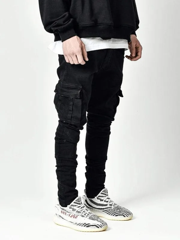 Men's Cargo-Style Skinny Fit Denim Jeans