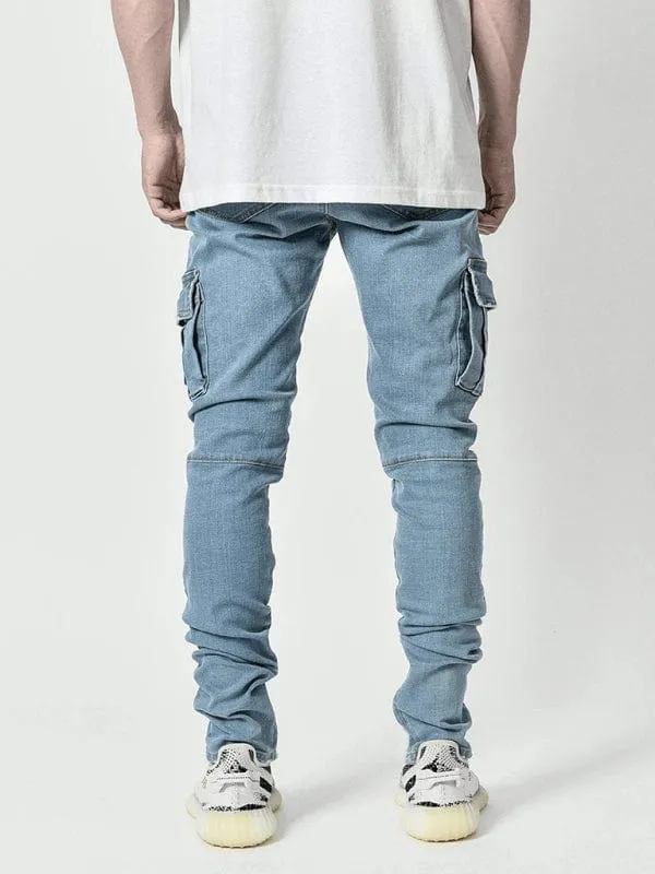 Men's Cargo-Style Skinny Fit Denim Jeans