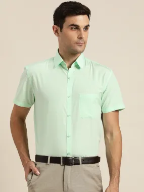 Men's Cotton Sea Green Half sleeves Casual Shirt