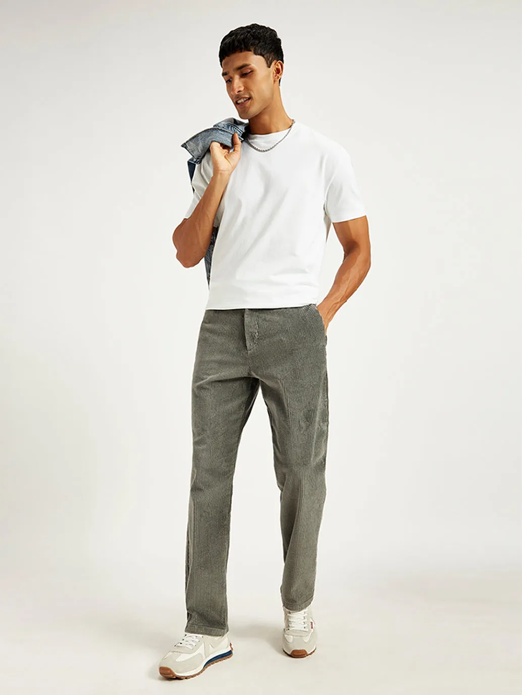 Men's Grey Straight Fit Chinos