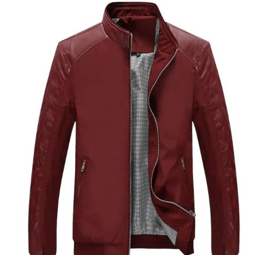 Mens Stand Collar Bomber Biker Jacket