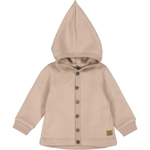 Mikk-Line Warm Taupe Cotton Fleece Cardigan w. Hood