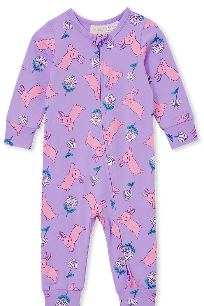 MILKY DAISY BUNNY ZIP ROMPER