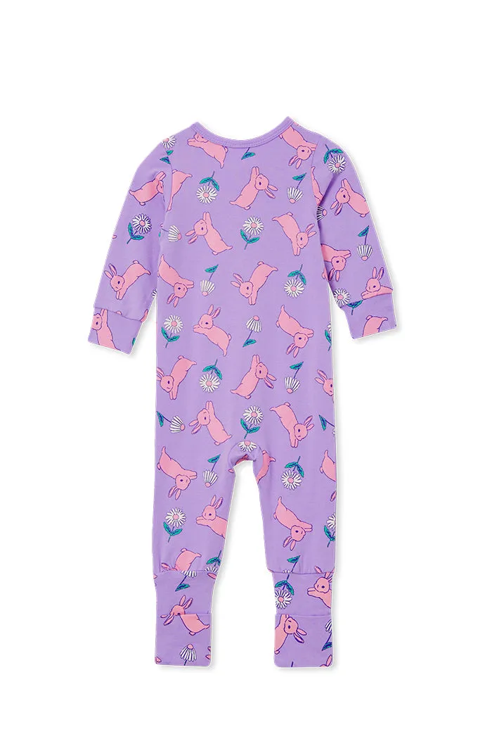 MILKY DAISY BUNNY ZIP ROMPER