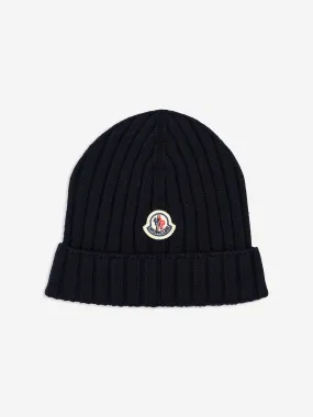 Moncler Enfant Baby Wool Knitted Beanie Hat in Navy