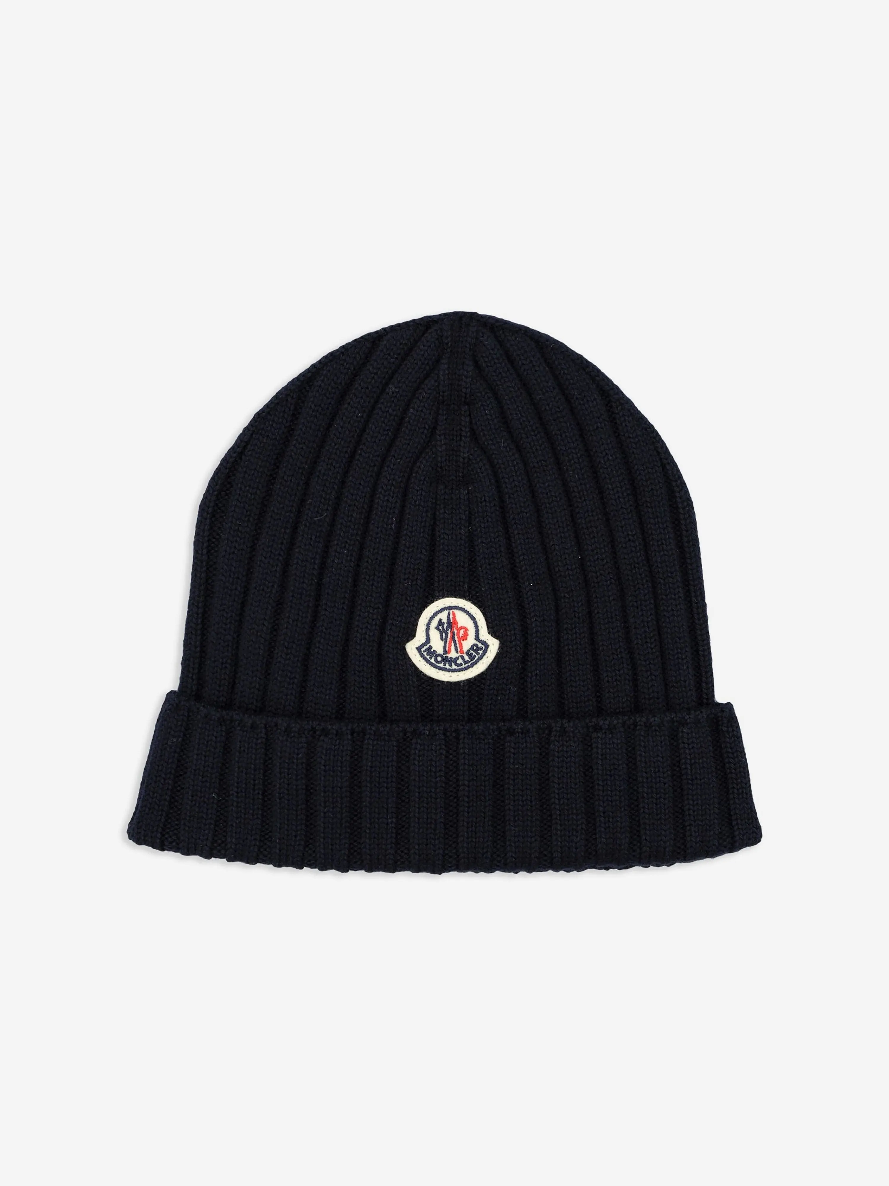 Moncler Enfant Baby Wool Knitted Beanie Hat in Navy