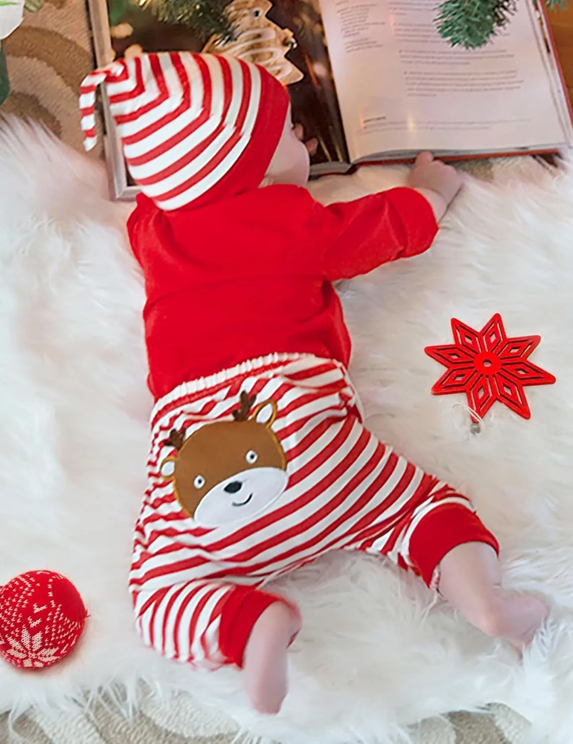 My First Christmas Baby Girl Clothes Cute Baby Girl Christmas Romper   Pants 4PCS Baby Girl Outfits