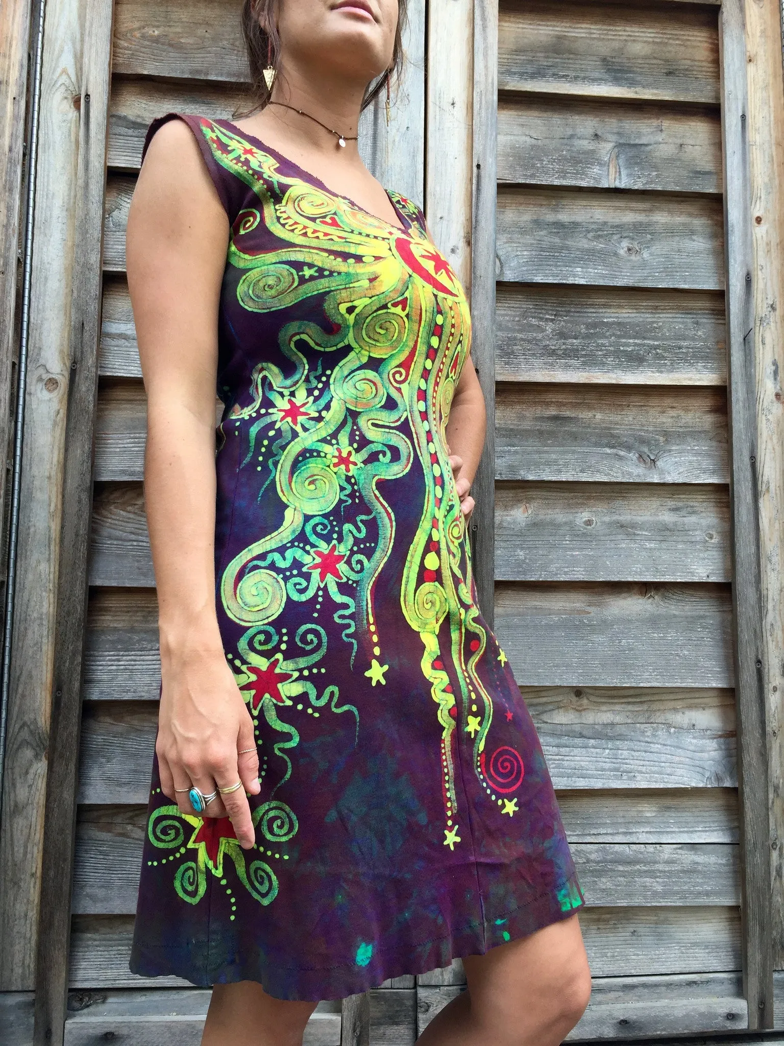 Mystic Stardust Organic Cotton Batik Dress