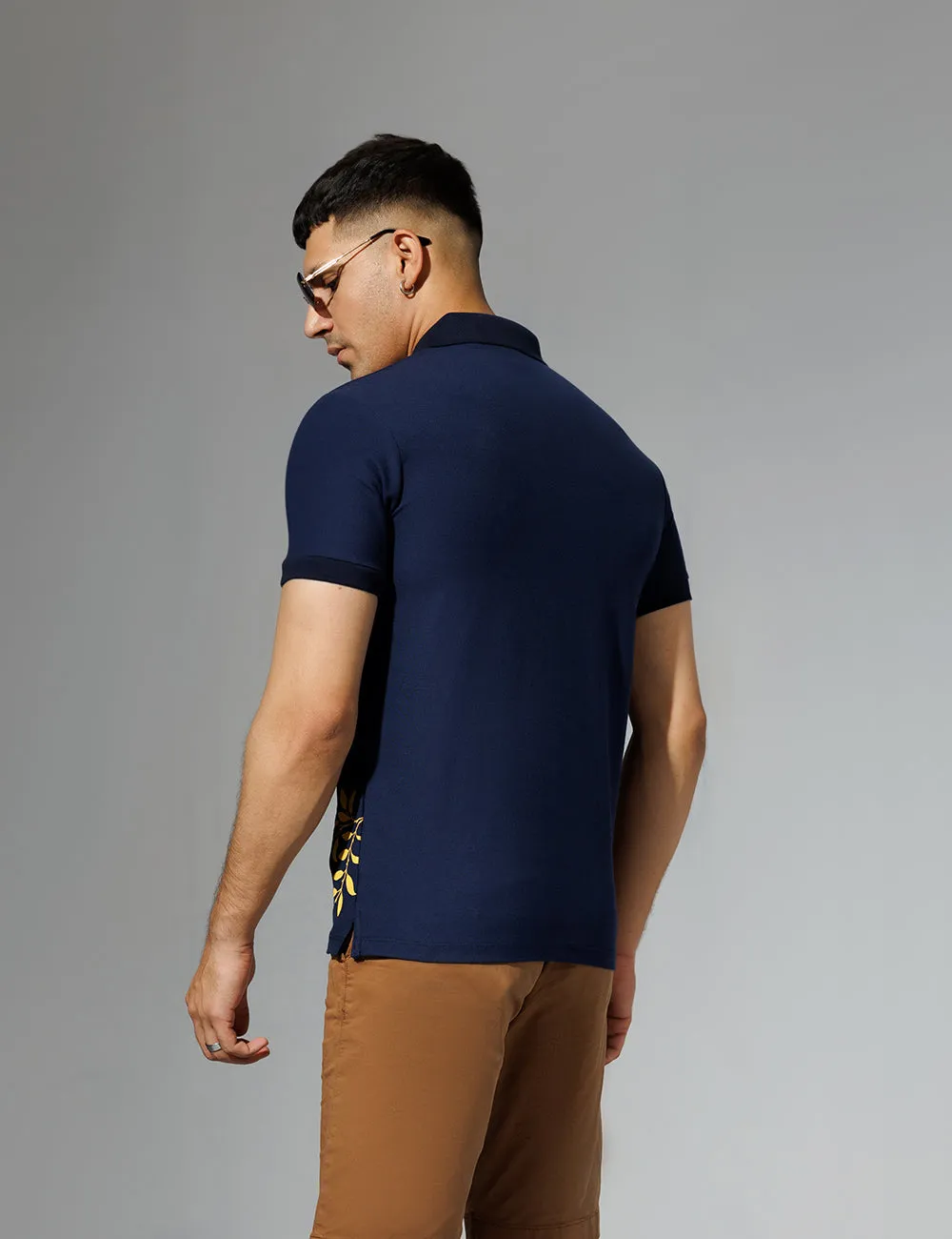 Navy Blue Printed Polo Shirt