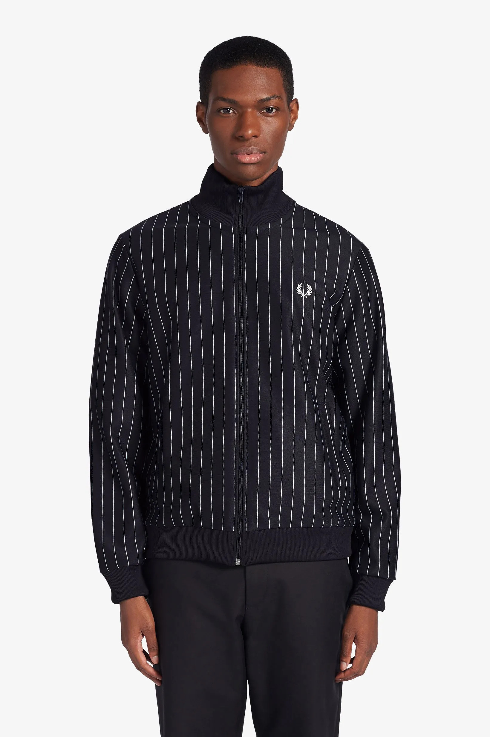 NAVY/WHITE PINSTRIPE TRACK JACKET