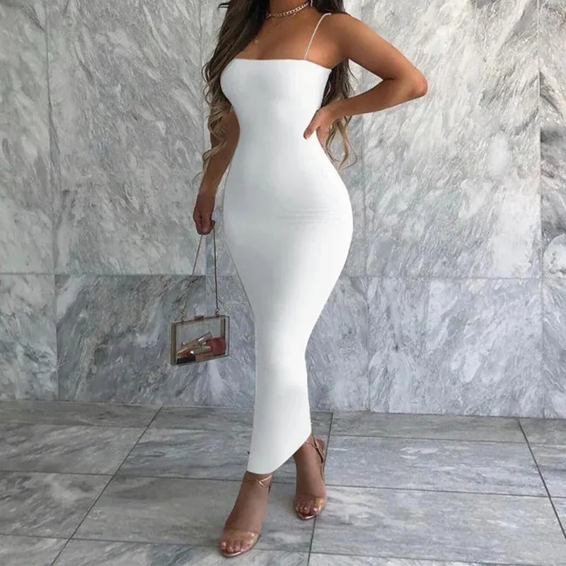 New Sexy Backless Skinny Sleeveless Bodycon Solid Casual Elegant Pullover Maxi Summer Dress