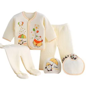 Newborn Baby Boys Girls ( 5pcs/set) Infant Underwear Set Unisex Clothing Suit (Random Suit)