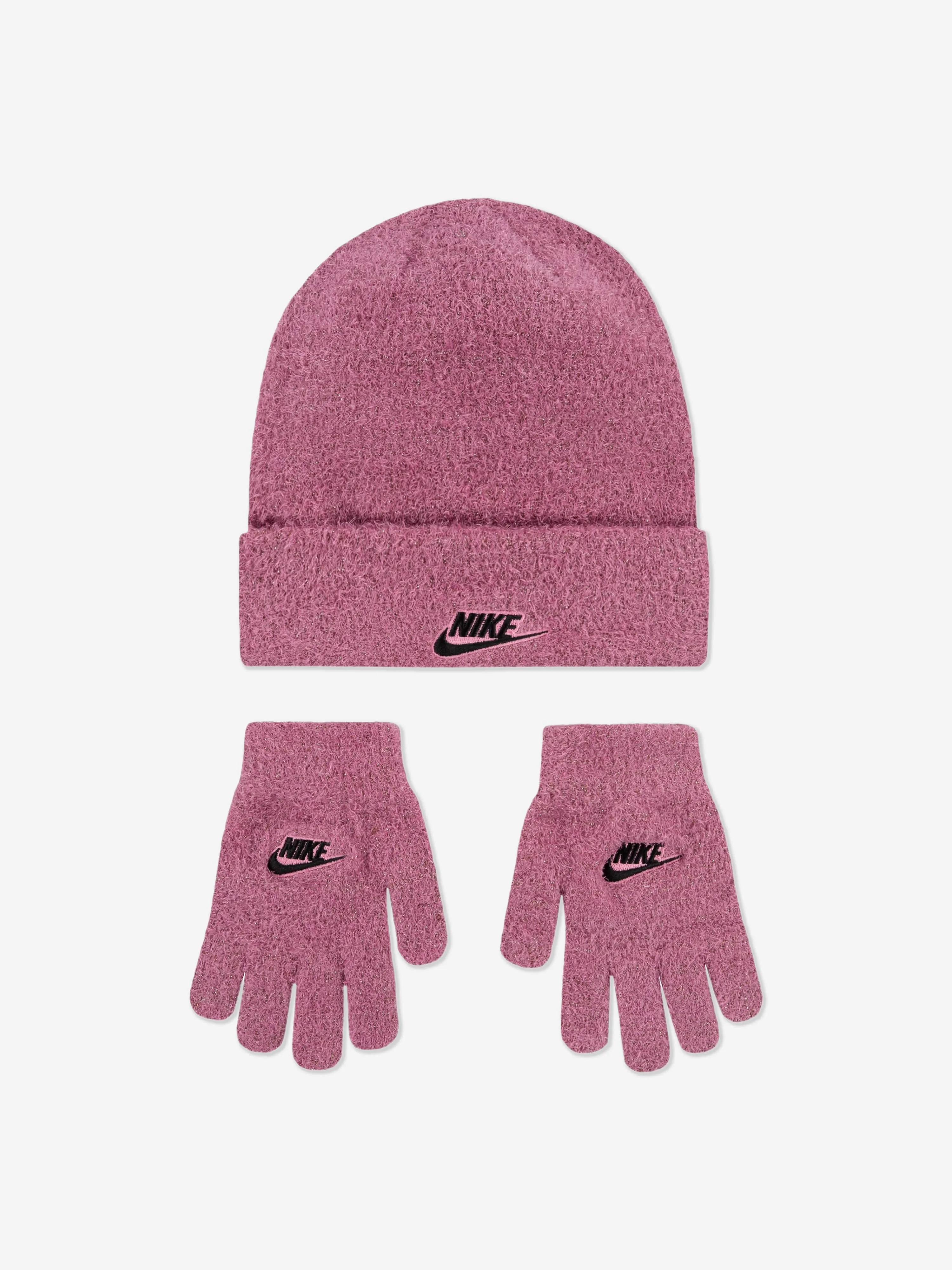 Nike Girls Twinkle Cozy Apex 2 Piece Beanie Set in Pink