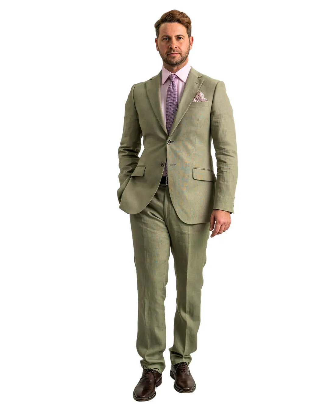 Olive Duca Visconti di Modrone Italian Linen Suit