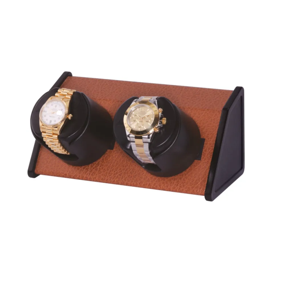 ORBITA - Sparta 2 Double Watch Winder | Brown Leatherette