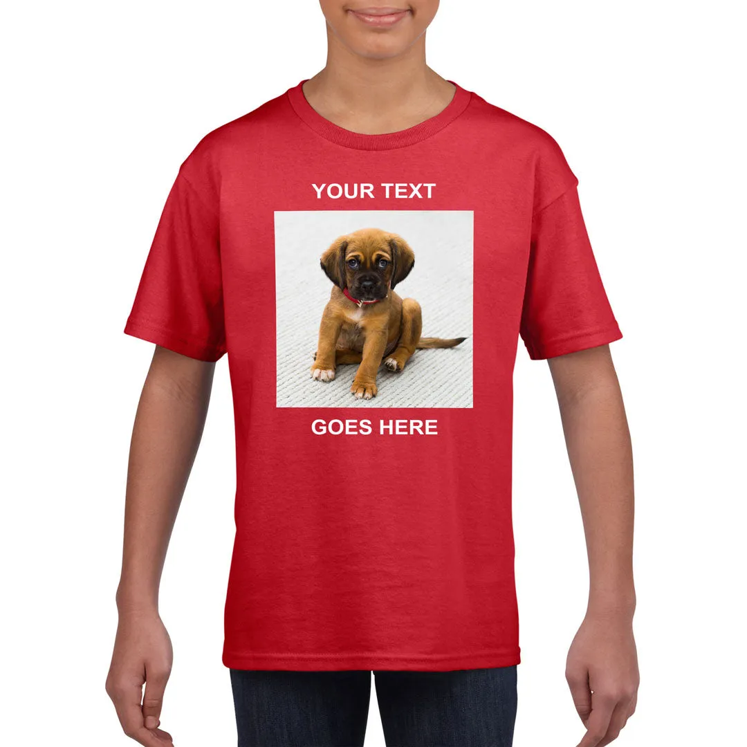 Personalised Kid's T-Shirt (Photo Upload with Text)