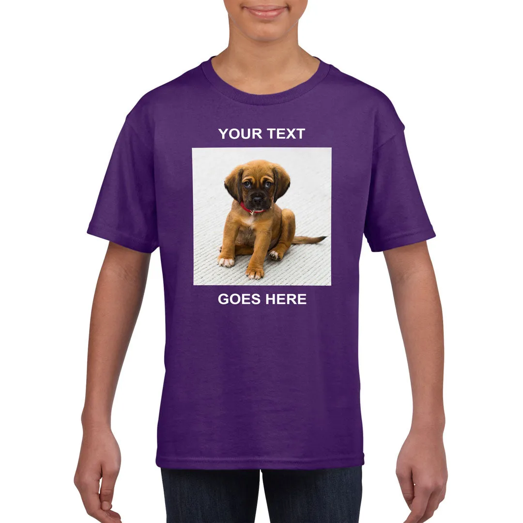 Personalised Kid's T-Shirt (Photo Upload with Text)