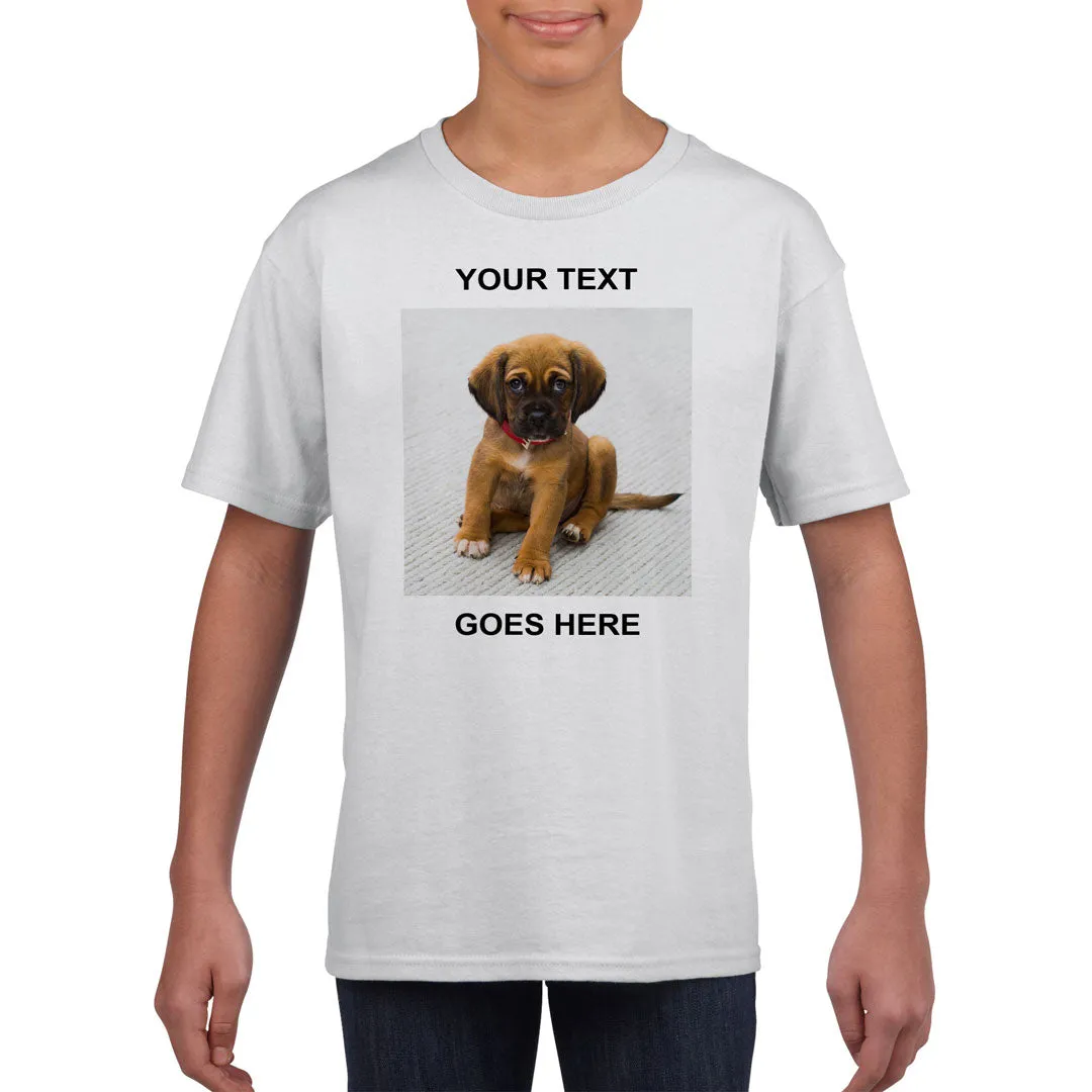 Personalised Kid's T-Shirt (Photo Upload with Text)