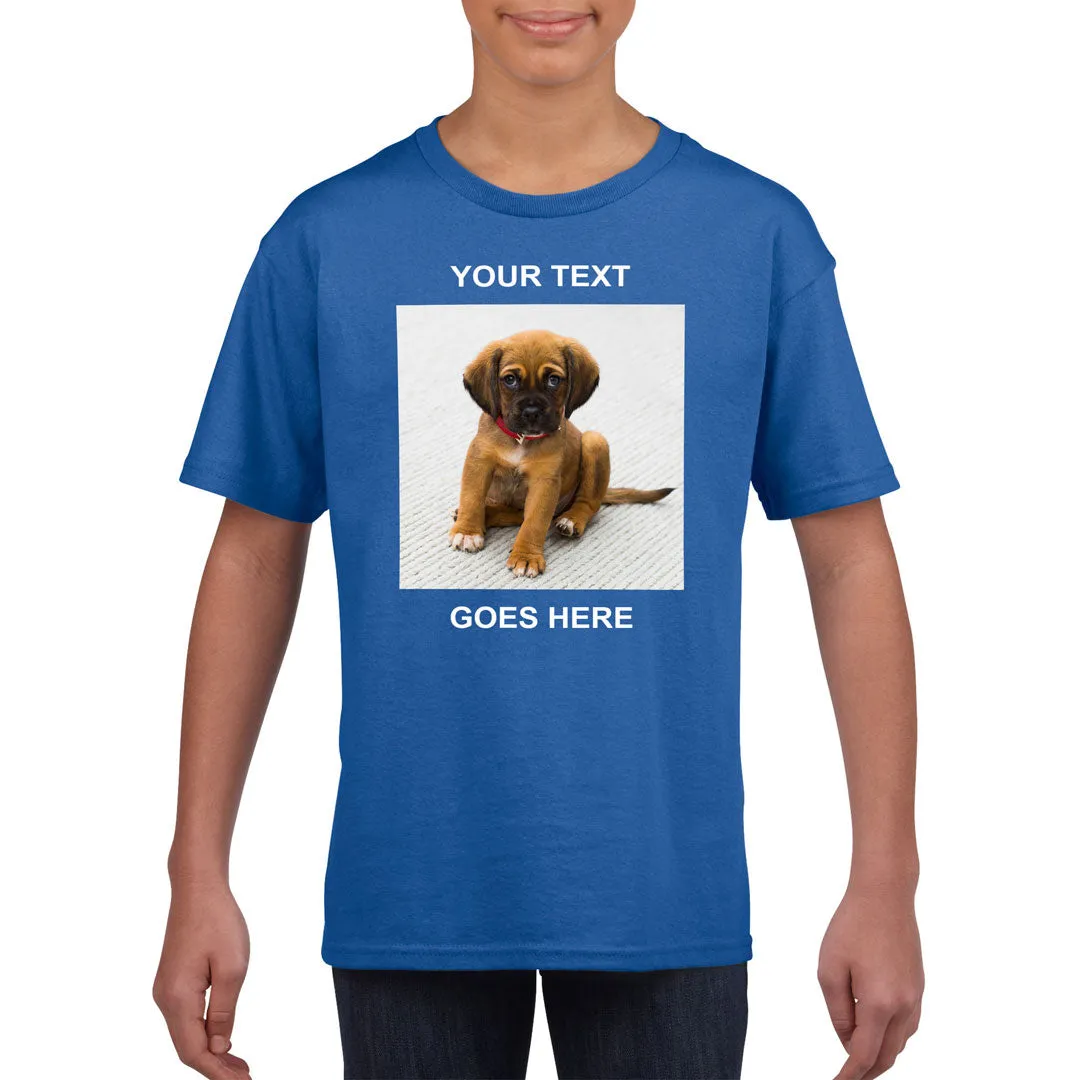 Personalised Kid's T-Shirt (Photo Upload with Text)