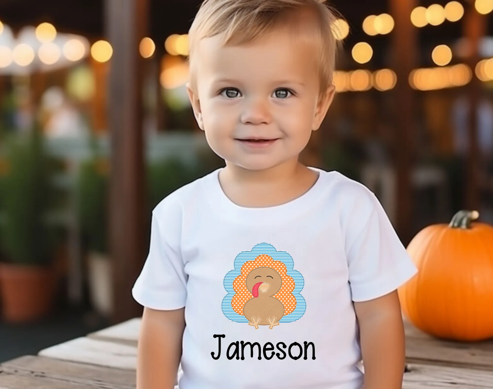 Personalized Boys Thanksgiving Turkey Shirt