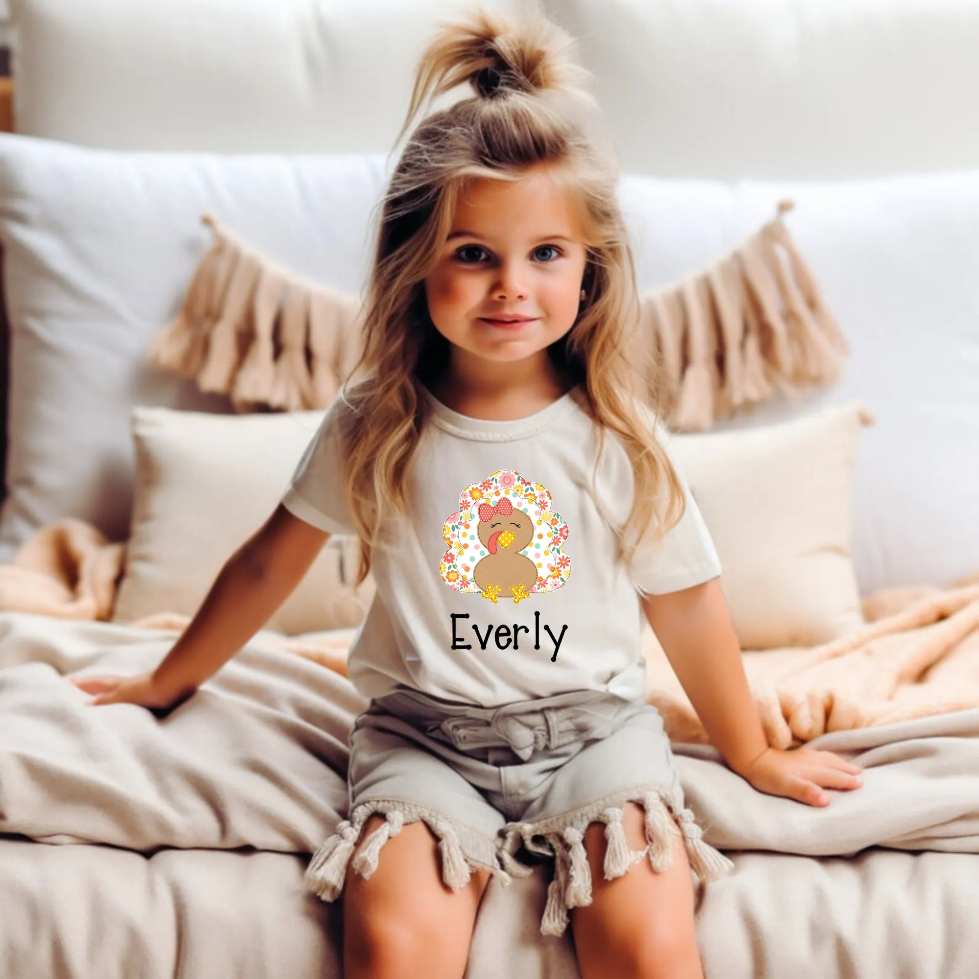 Personalized Girls Thanksgiving Turkey Shirt