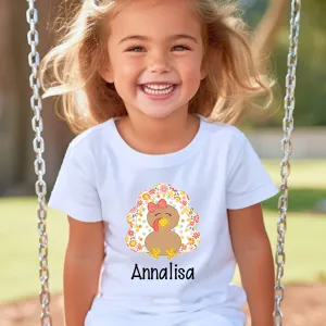 Personalized Girls Thanksgiving Turkey Shirt