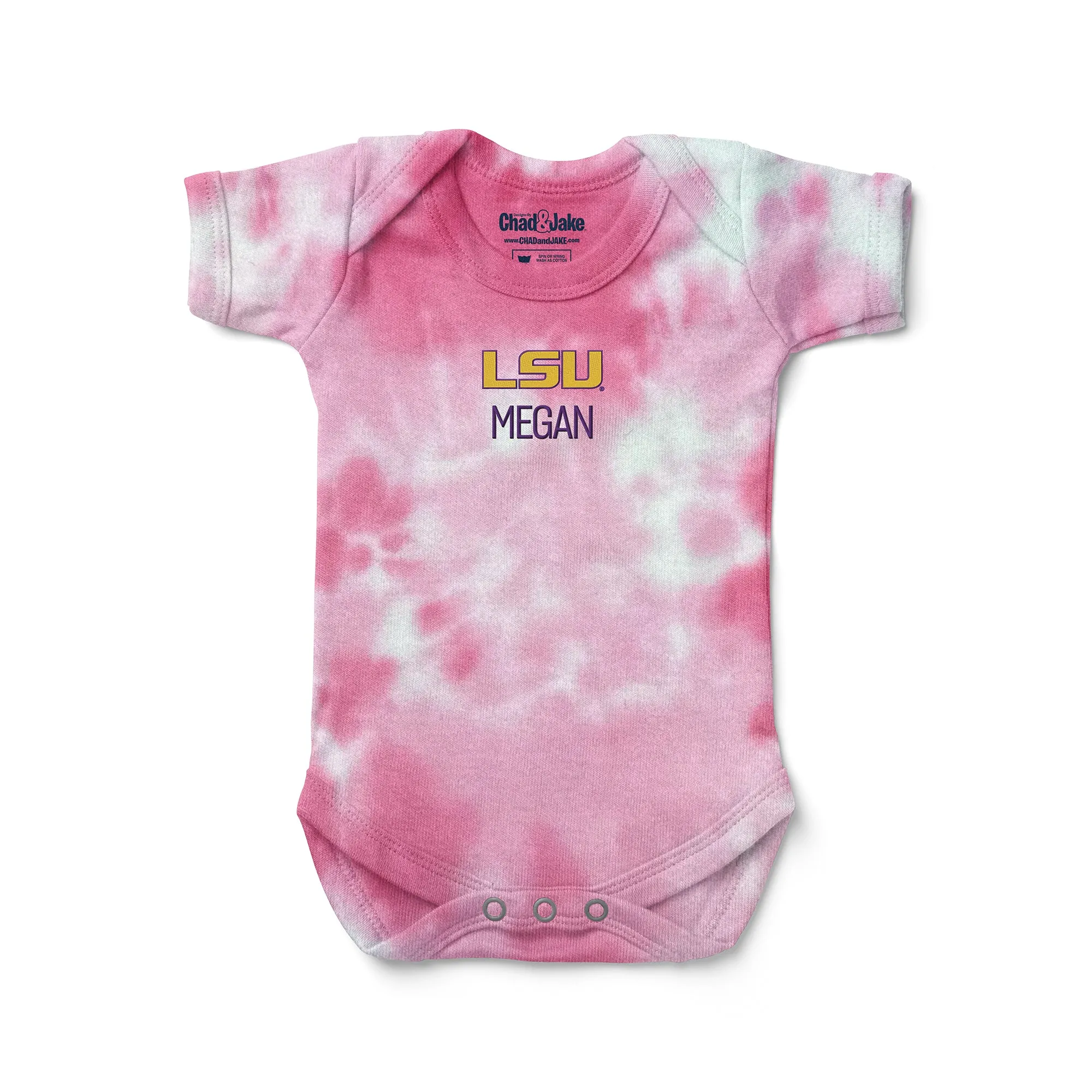 Personalized LSU Tigers Tie Dye Bodysuit