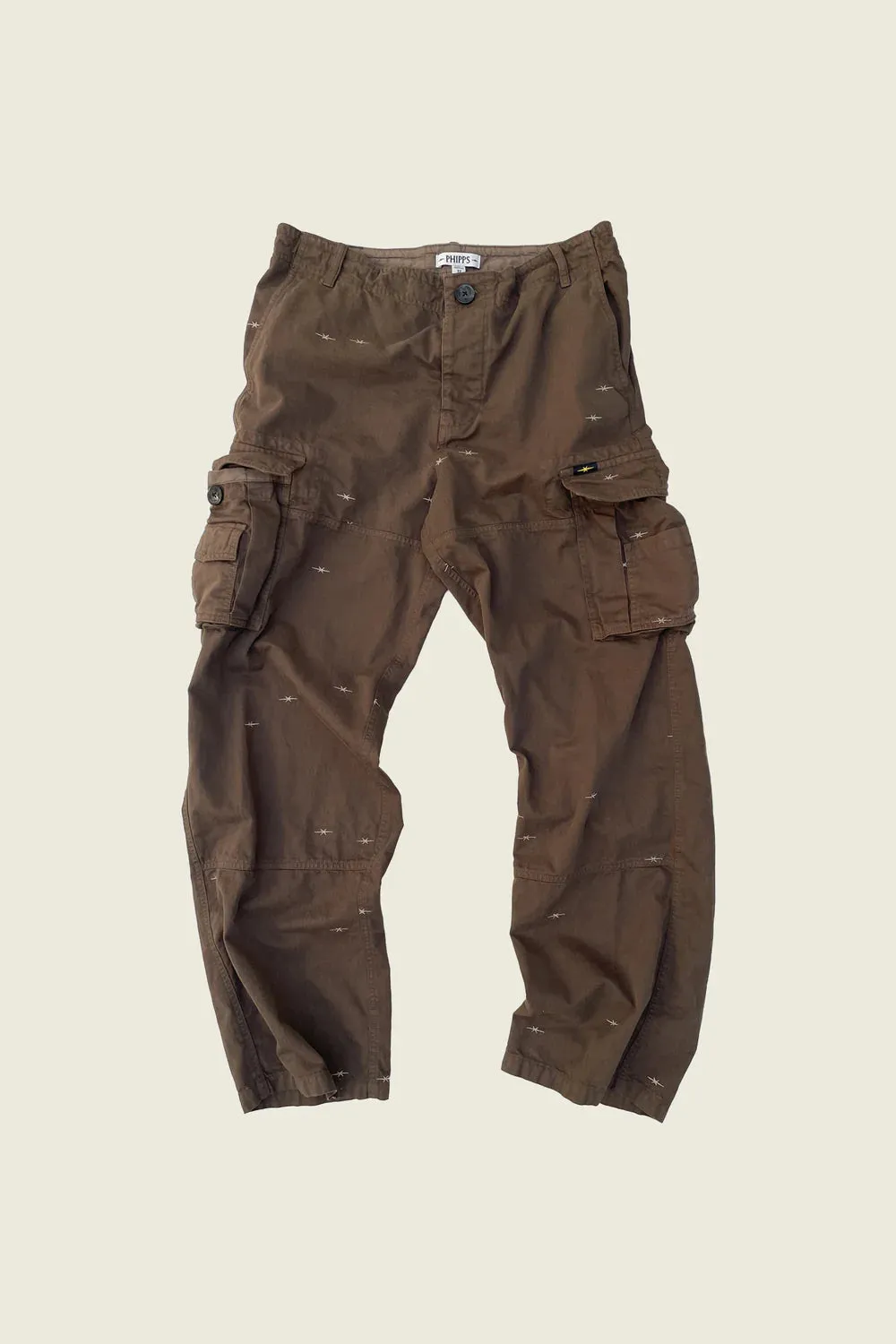 PHIPPS STAR EMBOIRDERED CARGO PANTS BROWN