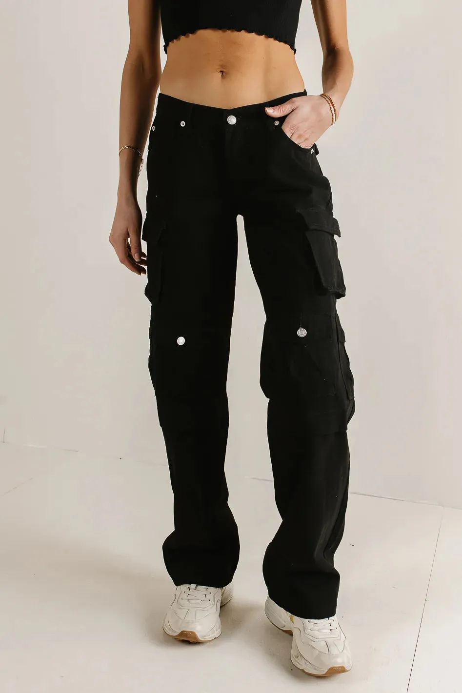 Phoebe Cargo Jeans in Black - FINAL SALE