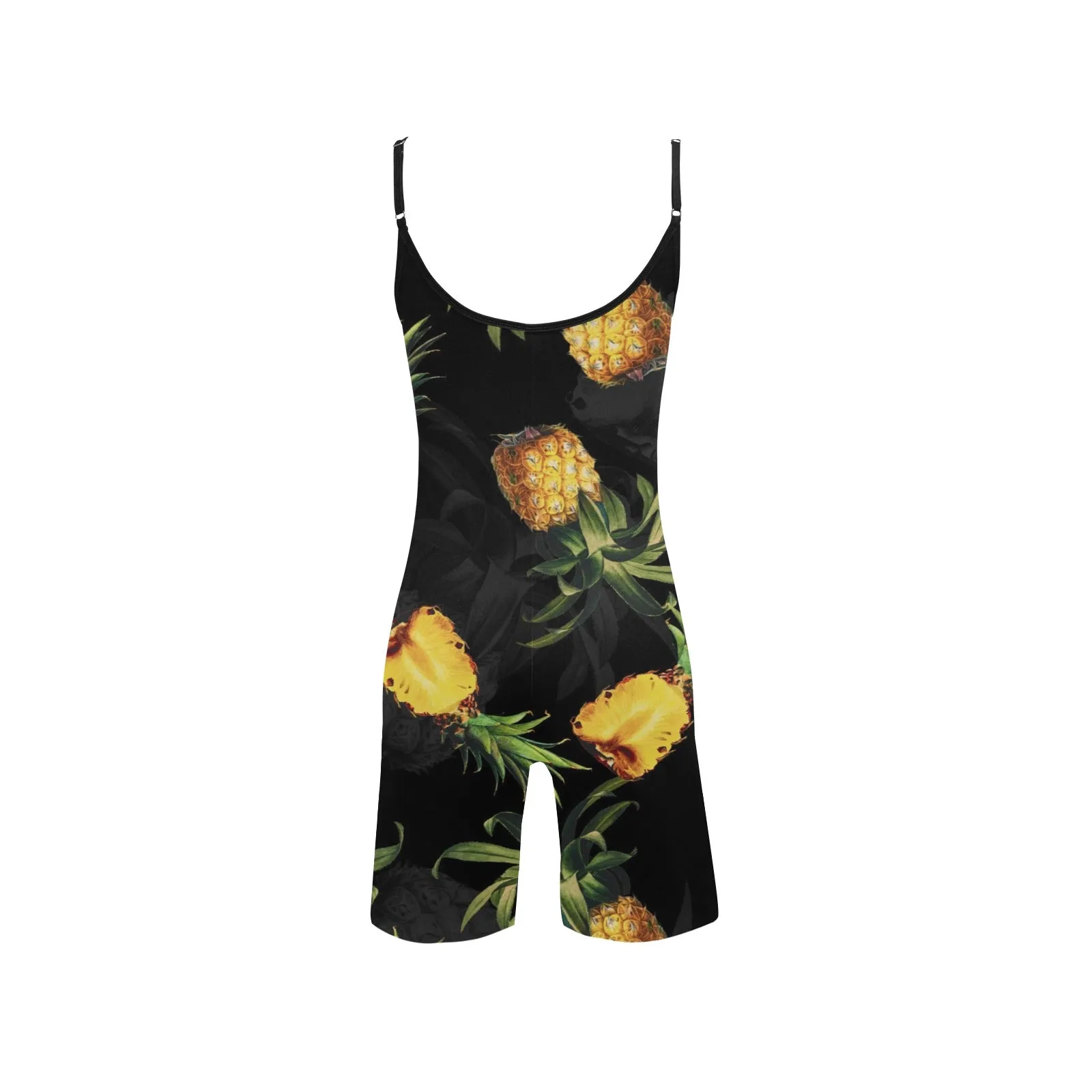 pineapple on black with gray watermarks yoga_leggings_template-Recovered Women's Short Yoga Bodysuit