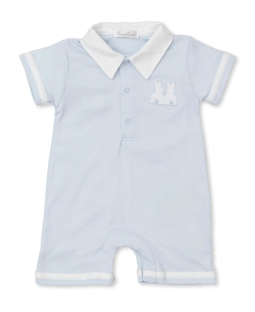 Pique Bunny Rabbits Blue Short Playsuit