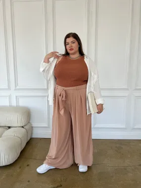 Plus Size Wide Leg Chiffon Pants